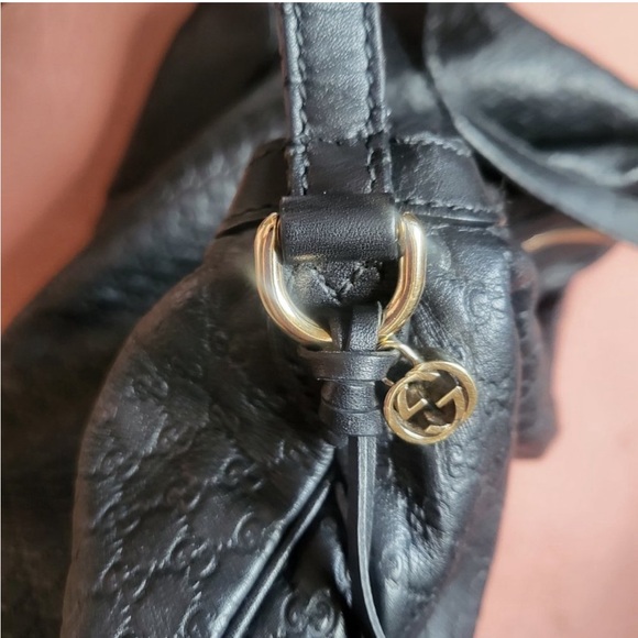 Authentic GUCCI -BLACK LEATHER- Bree soft Microguccissima Margaux leather Hobo - Picture 7 of 10